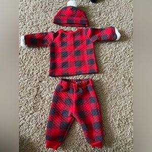 Baby 0-3 month plaid 3 piece set